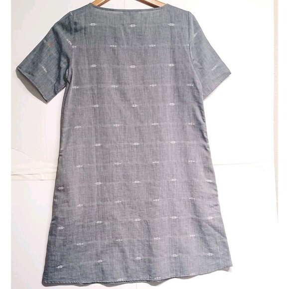 Eileen Fisher Gray Striped Organic Cotton Lagan Look Shift dress Small Petite - Picture 3 of 10